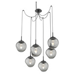 Aster Gem Swag Multi Light Pendant - Matte Black / Smoke Geo