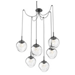 Aster Gem Swag Multi Light Pendant - Matte Black / Clear Zircon