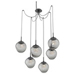 Aster Gem Swag Multi Light Pendant - Matte Black / Smoke Zircon