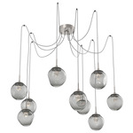Aster Gem Swag Multi Light Pendant - Beige Silver / Smoke Floret