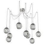 Aster Gem Swag Multi Light Pendant - Beige Silver / Smoke Geo