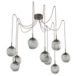 Aster Gem Swag Multi Light Pendant - Flat Bronze / Smoke Floret