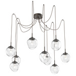 Aster Gem Swag Multi Light Pendant - Flat Bronze / Clear Geo