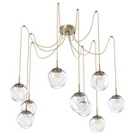 Aster Gem Swag Multi Light Pendant - Gilded Brass / Clear Floret