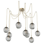 Aster Gem Swag Multi Light Pendant - Gilded Brass / Smoke Floret