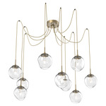Aster Gem Swag Multi Light Pendant - Gilded Brass / Clear Geo