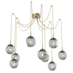Aster Gem Swag Multi Light Pendant - Gilded Brass / Smoke Geo