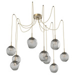 Aster Gem Swag Multi Light Pendant - Gilded Brass / Smoke Zircon