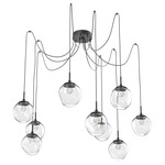 Aster Gem Swag Multi Light Pendant - Matte Black / Clear Floret
