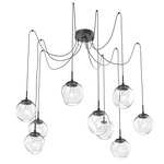 Aster Gem Swag Multi Light Pendant - Matte Black / Clear Geo