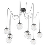 Aster Gem Swag Multi Light Pendant - Matte Black / Clear Zircon
