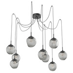 Aster Gem Swag Multi Light Pendant - Matte Black / Smoke Zircon