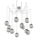 Aster Gem Swag Multi Light Pendant - Beige Silver / Smoke Floret