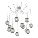 Aster Gem Swag Multi Light Pendant - Beige Silver / Clear Geo