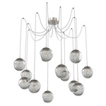 Aster Gem Swag Multi Light Pendant - Beige Silver / Clear Zircon