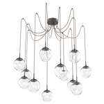 Aster Gem Swag Multi Light Pendant - Flat Bronze / Clear Geo