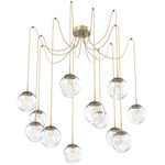 Aster Gem Swag Multi Light Pendant - Gilded Brass / Clear Floret