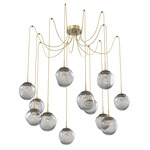 Aster Gem Swag Multi Light Pendant - Gilded Brass / Smoke Floret