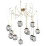 Aster Gem Swag Multi Light Pendant - Gilded Brass / Smoke Geo