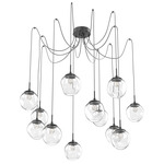 Aster Gem Swag Multi Light Pendant - Matte Black / Clear Floret