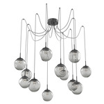 Aster Gem Swag Multi Light Pendant - Matte Black / Smoke Floret