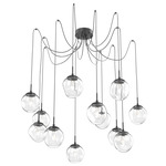 Aster Gem Swag Multi Light Pendant - Matte Black / Clear Geo