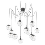 Aster Gem Swag Multi Light Pendant - Matte Black / Clear Zircon