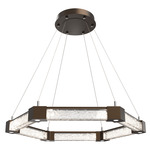 Axis Hexagonal Ring Chandelier - Flat Bronze / Clear Cast
