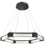 Axis Hexagonal Ring Chandelier - Matte Black / Clear Cast
