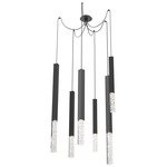 Axis XL Swag Multi Light Pendant - Matte Black / Clear Cast