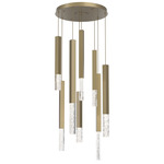 Axis XL Round Multi Light Pendant - Gilded Brass / Clear Cast