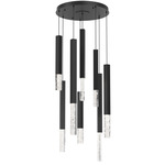 Axis XL Round Multi Light Pendant - Matte Black / Clear Cast