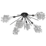 Blossom Starburst Ceiling Flush Light - Matte Black / Clear
