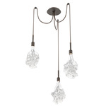 Blossom Swag Multi Light Pendant - Flat Bronze / Clear