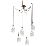 Blossom Swag Multi Light Pendant - Flat Bronze / Clear