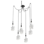Blossom Swag Multi Light Pendant - Matte Black / Clear