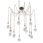 Blossom Swag Multi Light Pendant - Flat Bronze / Clear