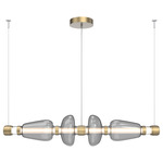 Bolla Mandrel Linear Chandelier - Gilded Brass / Smoke