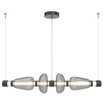 Bolla Mandrel Linear Chandelier - Matte Black / Smoke
