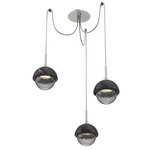 Cabochon Swag Multi Light Pendant - Black Marble / Beige Silver / Smoke
