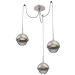 Cabochon Swag Multi Light Pendant - Beige Silver / Smoke