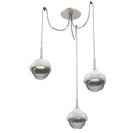 Cabochon Swag Multi Light Pendant - White Marble / Beige Silver / Smoke