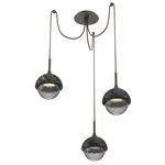 Cabochon Swag Multi Light Pendant - Black Marble / Flat Bronze / Smoke