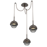 Cabochon Swag Multi Light Pendant - Flat Bronze / Smoke