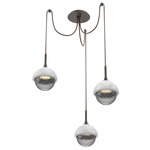 Cabochon Swag Multi Light Pendant - White Marble / Flat Bronze / Smoke
