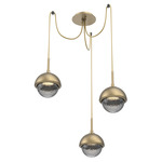 Cabochon Swag Multi Light Pendant - Gilded Brass / Smoke