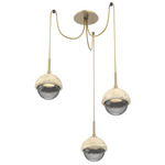 Cabochon Swag Multi Light Pendant - Travertine / Gilded Brass / Smoke