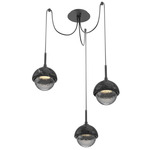 Cabochon Swag Multi Light Pendant - Black Marble / Matte Black / Smoke