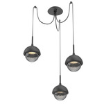 Cabochon Swag Multi Light Pendant - Matte Black / Smoke