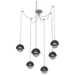 Cabochon Swag Multi Light Pendant - Black Marble / Beige Silver / Smoke